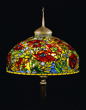 A Fine Poppy Leaded Glass And Bronze Floor Lamp By Tiffany Studios à 
