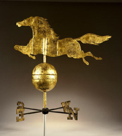 A Gilded Sheet Iron Weathervane In The Form Of A Galloping Horse à 