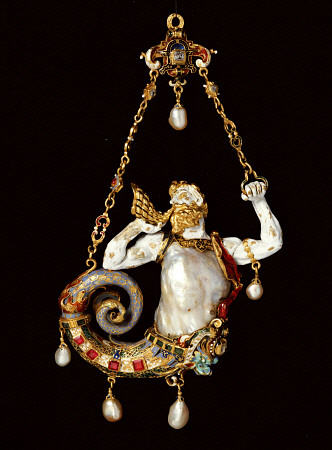 A Jewel Formed As A Merman Blowing A Conch à 