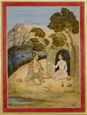 A Lady Entertaining A Bhil By Ali Quli Jubadar, Kashmir, 1650-1700 à 