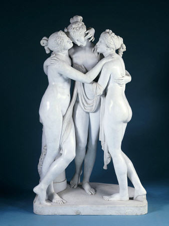 A Lifesize White Marble Group Of The Three Graces, After Canova, 19th Century à 
