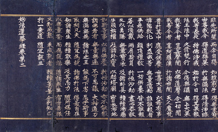 A Lotus Sutra Manuscript In Silver Ink In Indigo-Dyed Paper à 