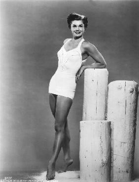 American Actress Esther Williams wearing a bath suit