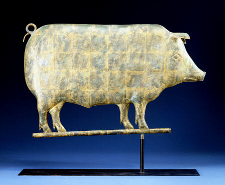 A Molded And Copper Gilded Copper Pig Weathervane à 