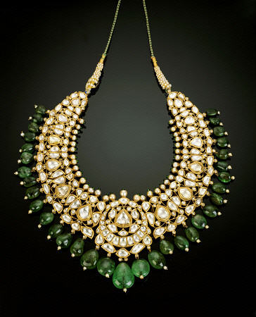 An Antique Diamond, Emerald And Enamel Necklace à 