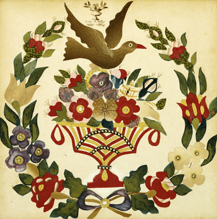 An Appliqued And Painted Cotton Album Quilt Square à 