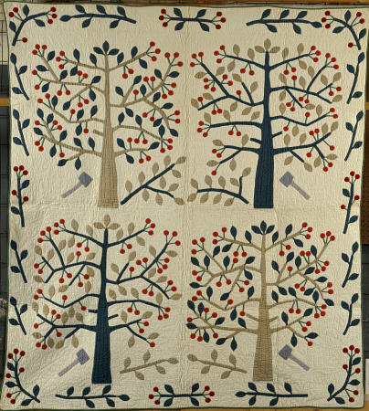 An Appliqued Cotton Quilted Coverlet American, Mid 19th Century à 