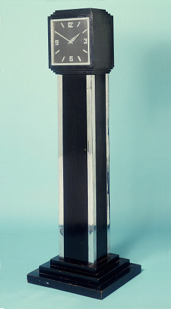 An Art Deco Ebonised Cocktail Cabinet - In The Form Of A Long Case Clock à 