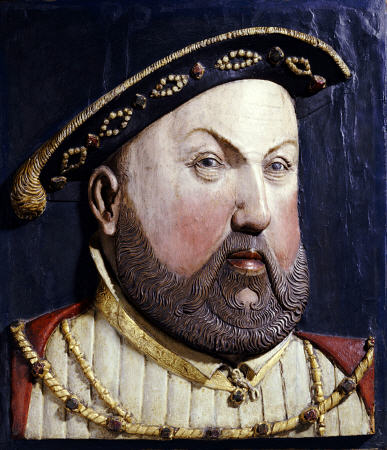 An Augsberg Polychrome Limewood Relief Of Henry Viii, After Hans Holbein The Younger, Mid 16th Centu à 
