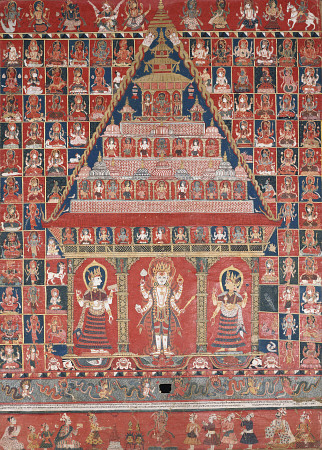 A Nepalese Paubha Depicting A Visnu Shrine, Dated 1716 à 