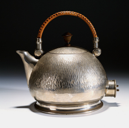 A Nickel-Plated Electric Kettle, Designed 1909 By Peter Behrens (1869-1940), For Aeg, With Turned Wo à 