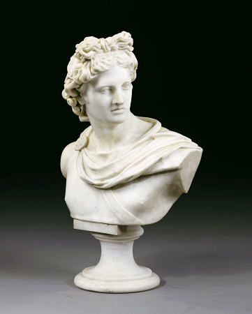 An Italian White Marble Bust Of The Apollo Belvedere After The Antique, Second Half 19th Century à 