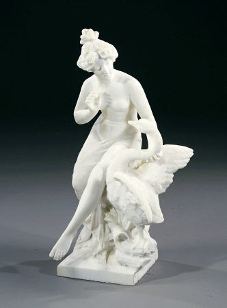 An Italian White Marble Group Of Leda And The Swan à 