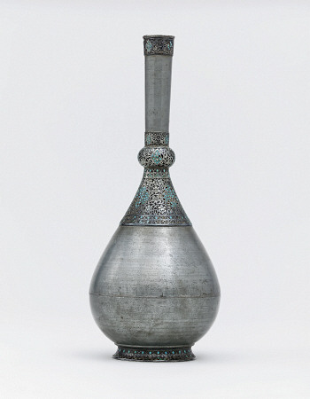 An Ottoman Turquoise Inset Silver Mounted Zinc Bottle  Istanbul, Turkey, 17th Century à 