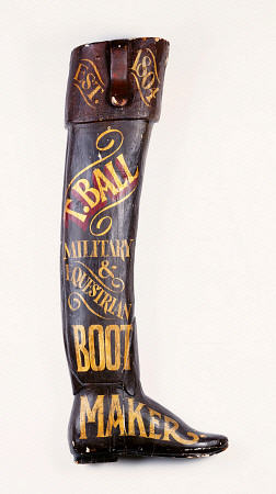 A Painted And Carved Wooden Boot Maker''s Shop Sign, 19th Century à 