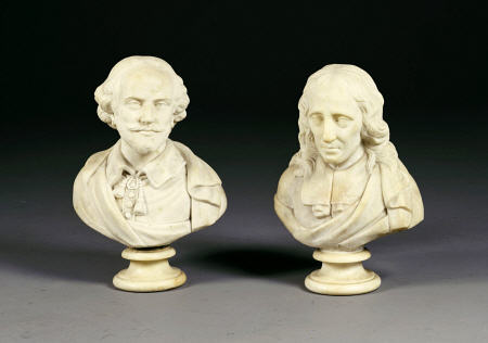 A Pair Of White Marble Busts Of William Shakespeare And John Milton, Last Quarter 19th Century à 