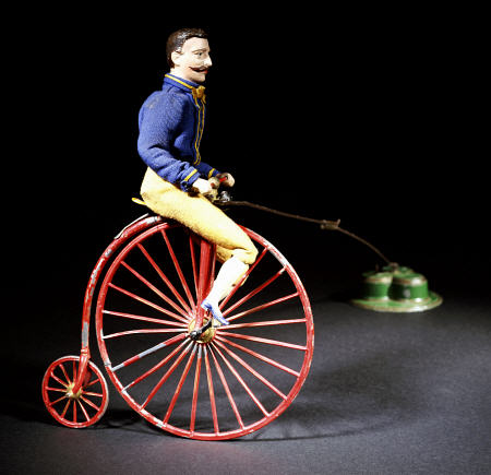 A Rare Clockwork  ''Blondin'' Cyclist -Painted Lead Figure, à 