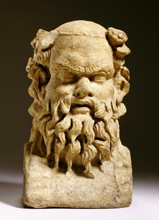 A Roman Marble Janiform Herm Satyr Head à 