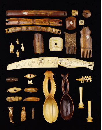 A Selection Of North American Inuit, African And Asian Ivory Carvings à 