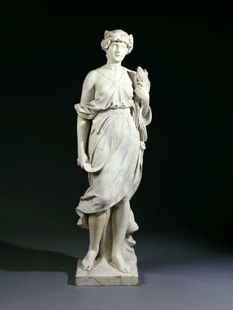 A Set Of Four Italian White Marble Figures Emblematic Of The Seasons -Summer, Late 19th Century à 