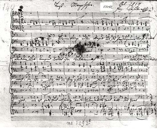 Autograph score for the lied ''Trost'' Franz Schubert (1797-1828) text by Johann Mayrhofer (1787-183 à 