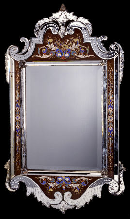 A Venetian Glass Framed Wall Mirror, Late 19th Or Early 20th Century à 