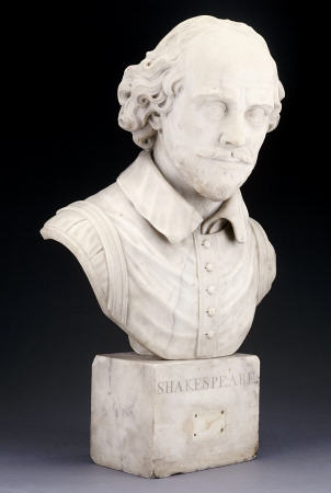 A Victorian Sculpted White Marble Bust Of William Shakespeare, Probably Mid 19th Century à 