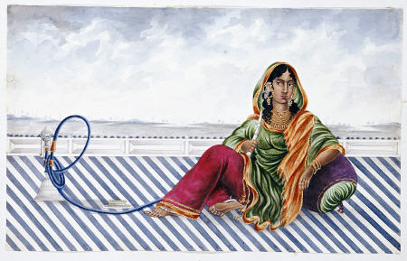 A Watercolour Picture Of A Courtesan Entitled ''Indian Costumes/Mrs Baldock'' à 