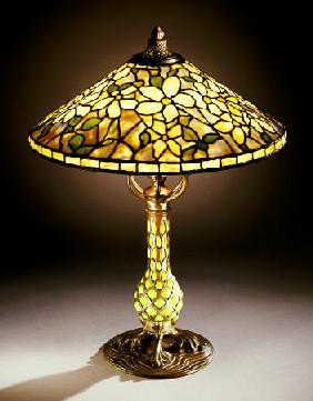A ''Clematis'' Leaded Glass, Blown Glass And Bronze Table Lamp By Tiffany Studios