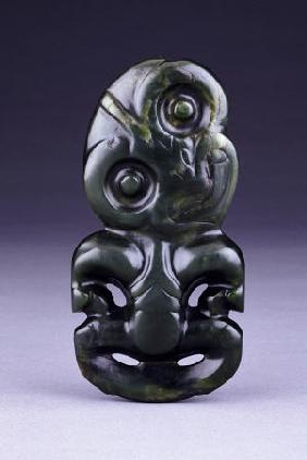 A Fine And Large Maori Jade Pendant, Hei Tiki