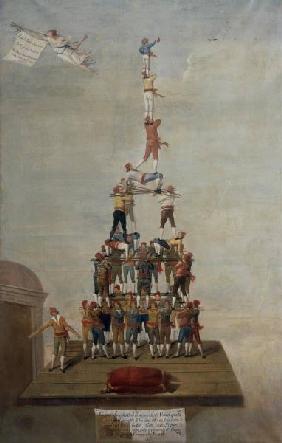 Acrobates / Pyramide humaine / Peinture