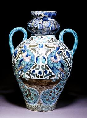 A Large Iznic Vase Designed By William De Morgan (1839-1917), Decorated In The Damascus Manner With