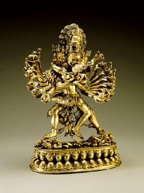 A Large Sino-Tibetan Gilt-Bronze Figure Of Yi-Dam Hevajra