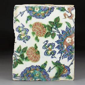 An Iznik Polychrome Pottery Tile, Ottoman Turkey, Late 16th Century 10 In