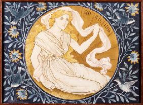 A Painted And Gilt Earthenware Plaque Entitled ''Morning?