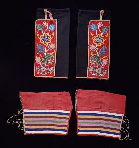 A Pair Of Crow Beaded Cloth Woman''s Leggings And A Pair Of Ojibwa (Chippewa) Beaded Cloth Man''s  L