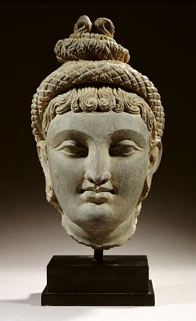 A Rare Gandhara Schist Head Of Probably Hariti