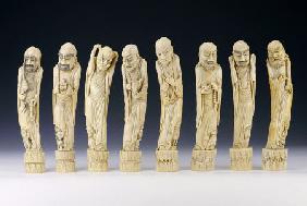 A Set Of Eight Ivory Figures Of Luohans