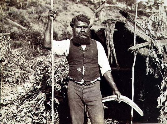 Aborigine with a Boomerang, c.1860s (sepia photo) à 