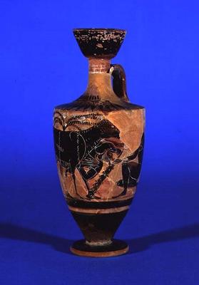 Attic black-figure lekythos depicting Odysseus escaping Cyclops, c. 530 BC à 