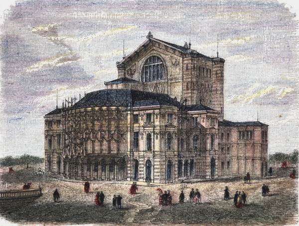 Bayreuth, Festspielhaus , Woodcut 1880 à 