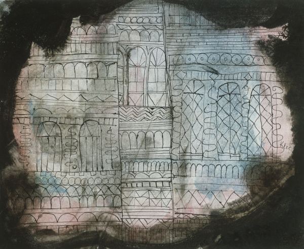 Burning Castle, 1920 (black ink & w/c)  à 