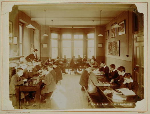 Boy's Recreation Room at the Deaf and Dumb Institution, Derby, 19th century (sepia photo) à 