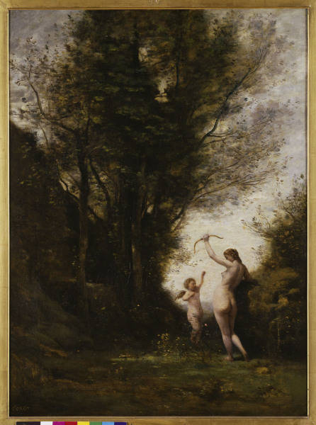 C. Corot, Nymphe jouant avec un Amour à 