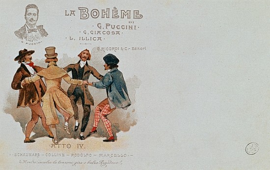 Commemorative Postcard of the opera ''La Boheme'', Giacomo Puccini (1858-1924) à 