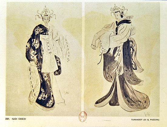 Costume designs for the opera ''Turandot'' by Giacomo Puccini (1858-1924) by Cozzi, Iudi à 