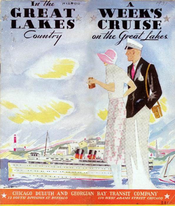 Cover of the Chicago, Duluth and Georgian Bay Transit Company schedule for 1931 depicts a man and a  à 