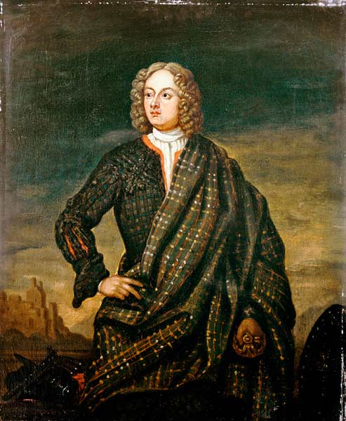 Portrait Of Andrew Macpherson Of Cluny (1640-1666), Three Quarter Length, In Plaid, His Left Hand Re à 