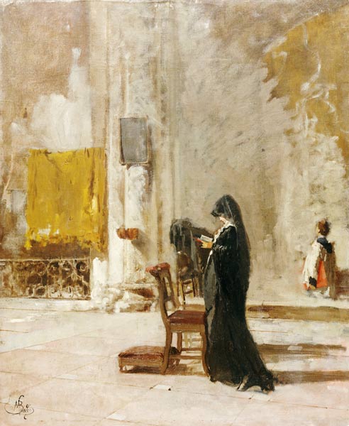 A Lady Praying In Church à 