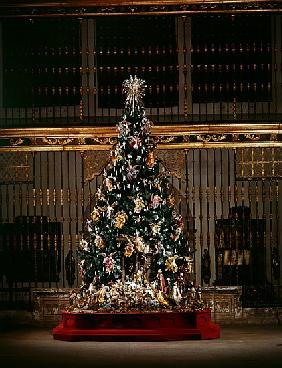 Christmas Creche and tree (mixed media)